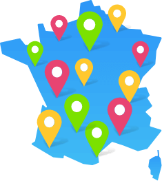 illustration d'une carte de France avec plusieurs repères