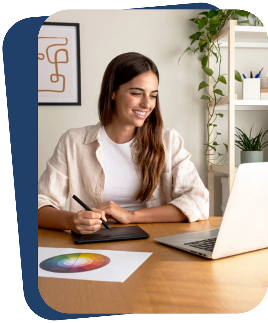 Femme freelance sur son ordinateur