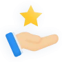 Icone main qui tient une étoile